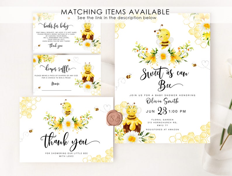 Bee Baby Shower Thank You Tag: Editable Favor Template #08 image 4