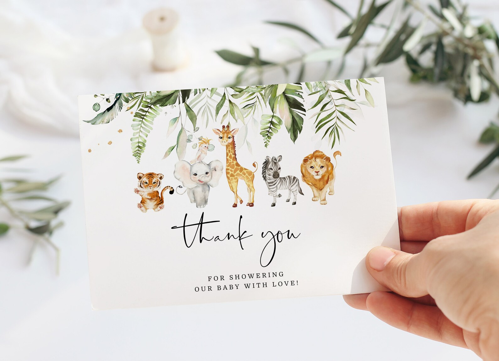Jungle Thank You Card Printable Template. Greenery Safari Etsy Canada