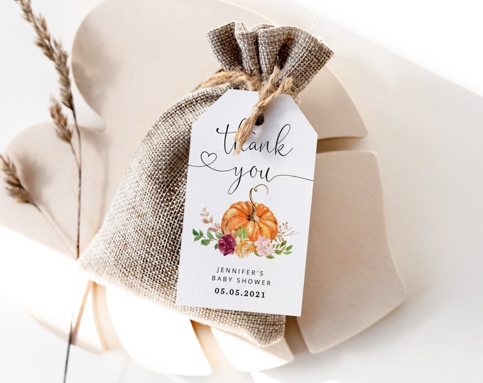 Fall  favor tag. Pumpkin favor tag template. Fall  baby shower tag. Bridal sjower tag Corjl template #p2 #fp