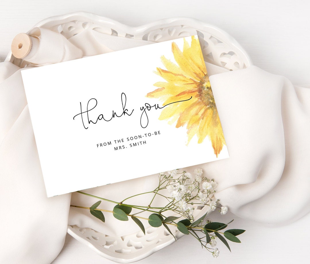 Sunflower Thank You Card Printable Template. Instant Download ...