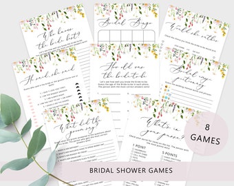 Wildflowers bridal shower games. Elegant floral bridal shower games bundle. Modern wildflowers bridal shower games bundle #wl3