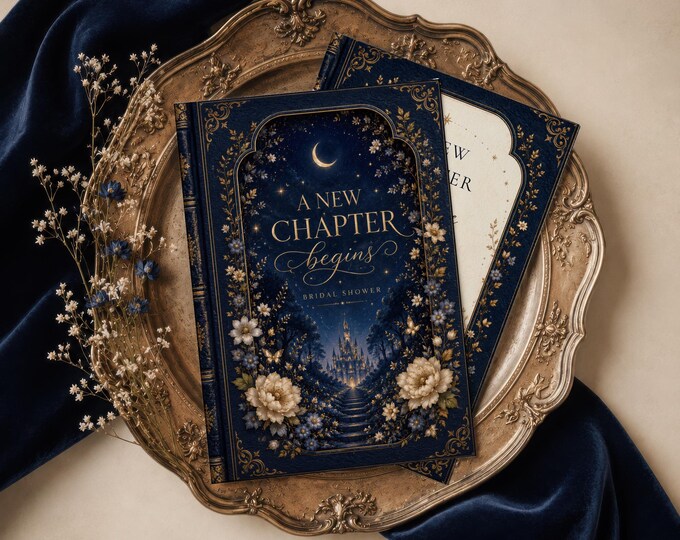 New Chapter begins Bridal shower invitation | Fantasy Acotar editable Corjl template #ac1
