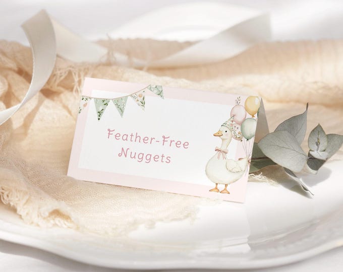 Pink Silly Goose buffet card template.One silly goose food label template. Food tent labels. Editable Buffet Table Cards #sg3