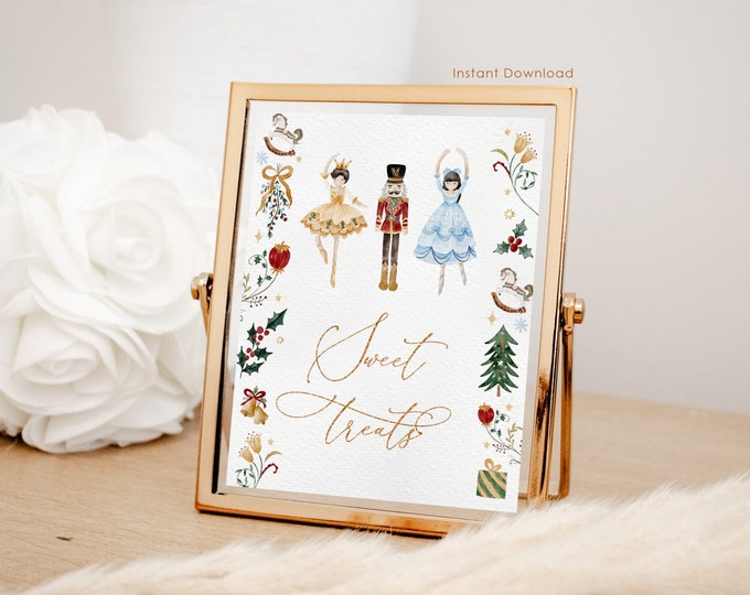 Whimsical Nutcracker Sweet treats birthday sign. Sugar plum fairy Sweet treats table sign. Instant download #nut1