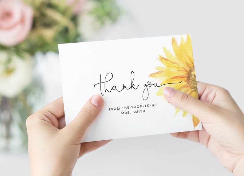 Sunflower Thank You Card Printable Template. Instant Download ...