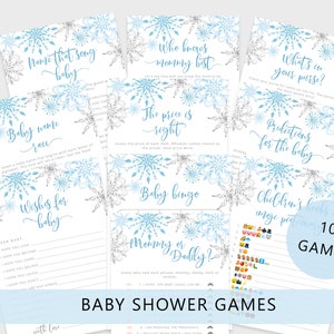 Winter Baby Shower Games Bundle. Baby it&#39;s cold outside Baby Shower Games. Blue silver snowflake baby shower games. Instant Download #sn2