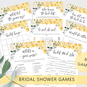 Bee Bridal Shower Games Bundle, Honey Wedding Shower Games. Bachelorette Party Games, Printable Hen&#39;s Party Games Instant Download #bee3