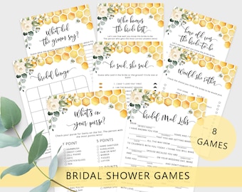 Bee Bridal Shower Games Bundle, Honey Wedding Shower Games. Bachelorette Party Games, Printable Hen's Party Games Instant Download #bee3