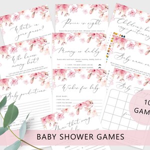 Cherry Blossom Baby Shower Games Bundle: Blush Pink Sakura (Digital Download) #s1