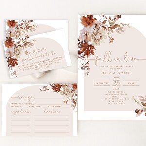 Fall Bridal Shower Invitation Template: Boho Recipe Card (Editable) #17 image 2