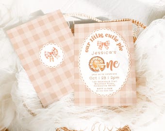 Cutie Pie First Birthday invitation, Corjl Editable template  #pie1