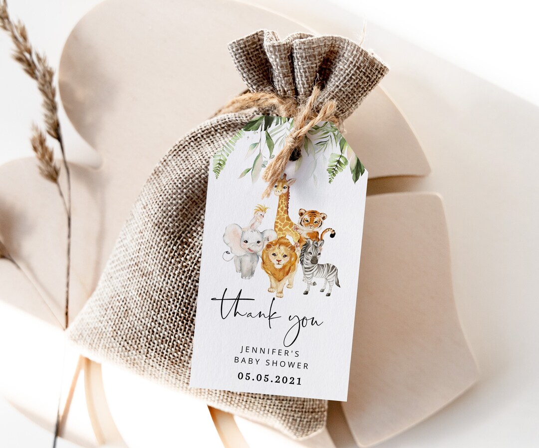 Safari Thank You Tag. Boy Safari Favor Tag Template. Jungle Animals