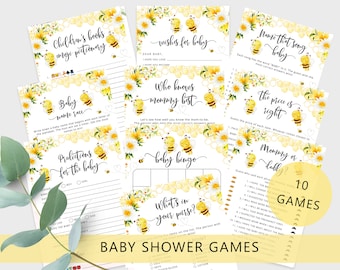 Bee Baby Shower Games Bundle: Sweet as can bee, Instant Download (PDF, JPEG) #08