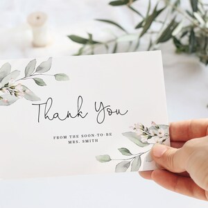 Eucalyptus groen Dank u kaarten afdrukbare sjabloon. Direct downloaden. Groen bruidsdoucheDank You Card. Boho kaart. #br4