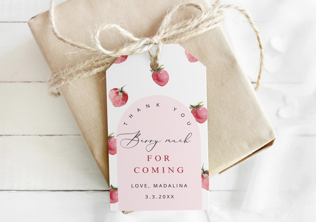 Thank You Berry Much Favor Tag Template. Strawberry Thank You Tag ...