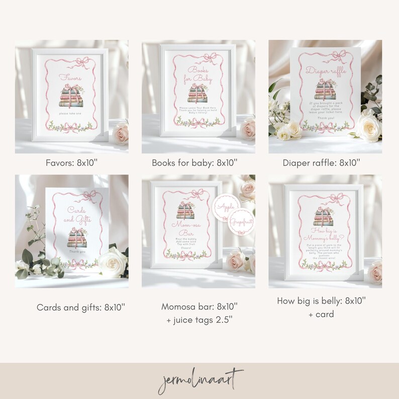 New Chapter Pink Bow Baby Shower Bundle, Pink Bow Storybook Baby Shower ...