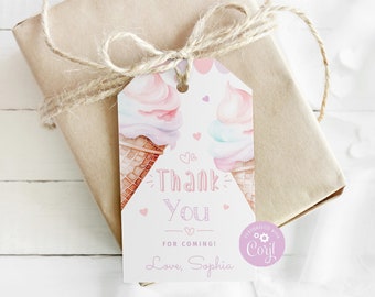 Ice cream birthday Thank You Tag Template. Here is the Scoop birthday thank you tag. Editable pastes ice cream favor tag #ice1