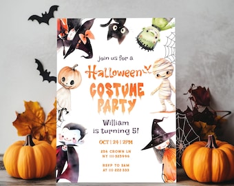 Editable Halloween birthday party invite. Halloween Kids Costume party invitation. Spooktacular Birthday invite. Calling all monsters  #hp1