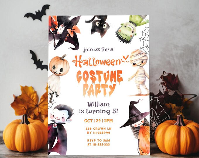 Editable Halloween birthday party invite. Halloween Kids Costume party invitation. Spooktacular Birthday invite. Calling all monsters  #hp1