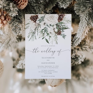 Winterhochzeit Einladung. Elegante Evergreen Hochzeitseinladung. Evergreen Hochzeitseinladung #ev1