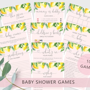 Lemon baby shower games bundle. Main squeeze baby shower games. Pink Lemon baby shower games Instant download #lem2