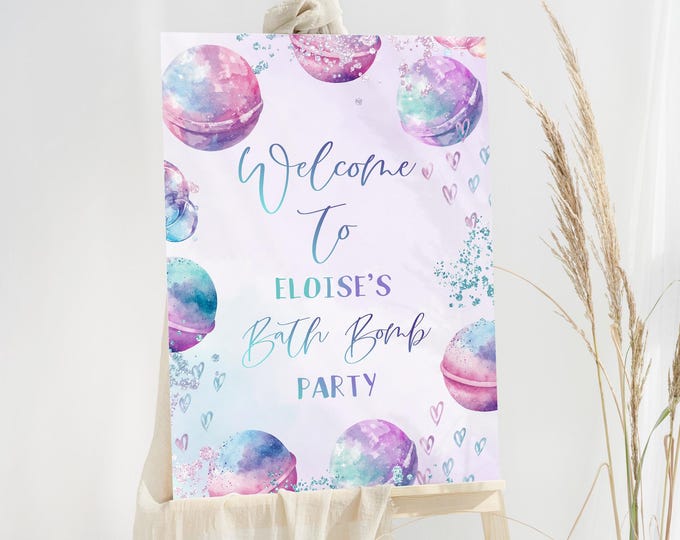 Bath Bomb Birthday Party Welcome sign: Crafts Theme (Corjl Template) #bath1