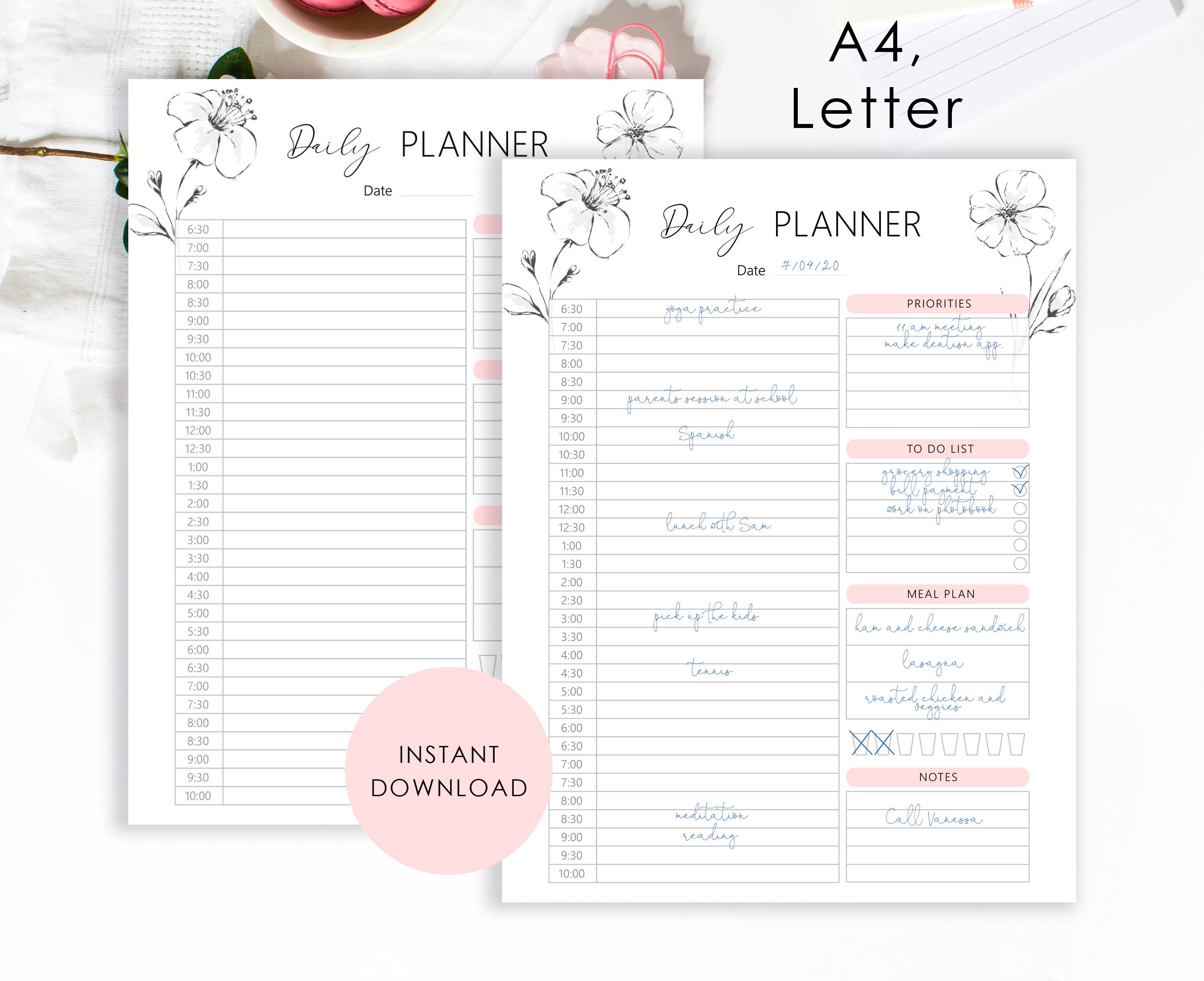planner bundle weekly schedule printable daily hourly etsy