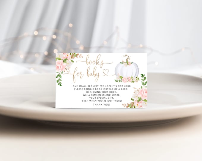 Blush pumpkin books for baby ticket. Fall white pumpkin Book Request Ticket. Instant Download #p3
