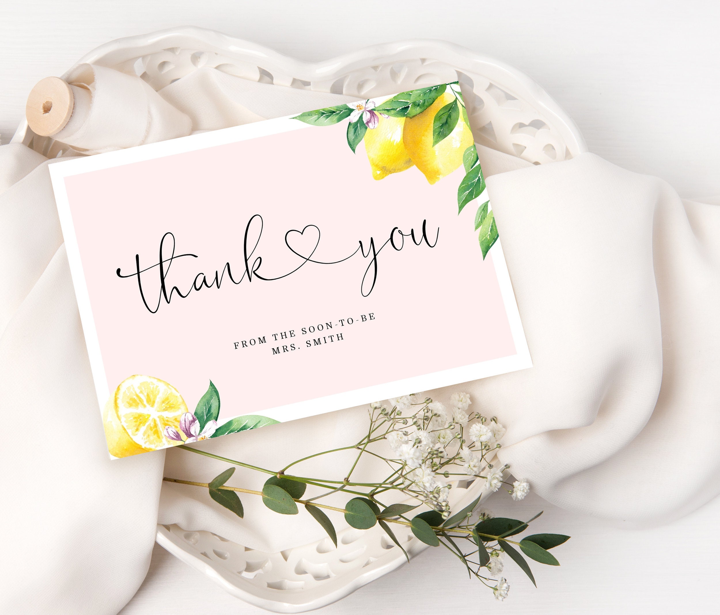 Lemon Thank You Cards Printable Template. Bridesmaid Thank You Etsy UK