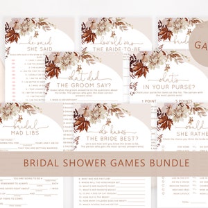 Boho fall Bridal Shower Games Bundle, Boho floral Wedding Shower Games. Fall arch Bachelorette Party Games Instant Download #17