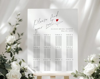 Love is in the Air Minimalist Script Seating Chart Corjl Editable template #la1