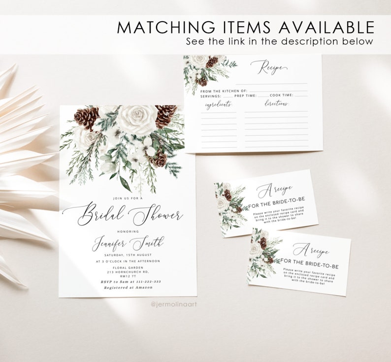 Editable Winter Thank You Cards Printable Template. Evergreen Bridal ...