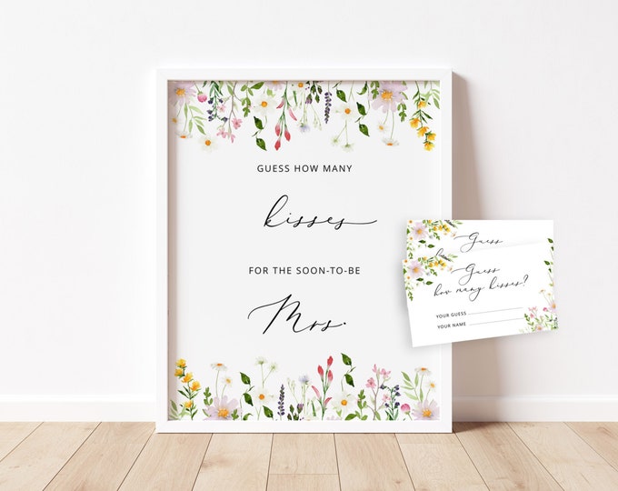 Wildflowers Guess How Many Kisses. Elegant minimalist Guess How Many Kisses for the Mrs Instant download #wl3