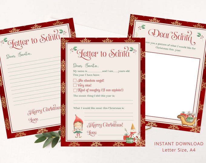 Letter to Santa kit from girl. Printable Dear Santa Letter Template. Official Letter to Santa kit for all ages #ch1