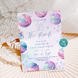 Bath Bomb Birthday Party Invitation: Crafts Theme (Corjl Template)  #bath1