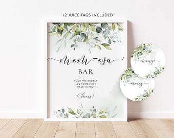 Plaque de bar Greenery Momosa : Eucalyptus décoration baby shower (PDF & JPEG) #02