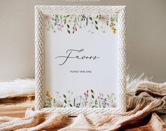 Wildflowers Favors please take one Sign. Boho Floral baby shower favors sign. Elegant floral favors sign. Instant Download #wl3