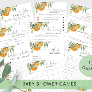 Orange Baby Shower Spiele Bündel. Orange Zitrus Baby Shower Spiele. Kleine Cutie Baby Shower Spiele Instant Download #or1