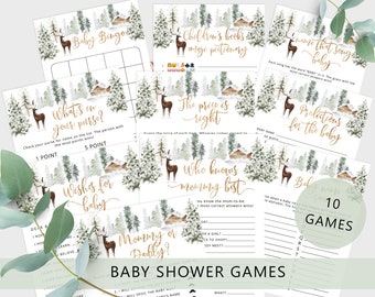 Winter Baby Shower Games Bundle. Baby it's cold outside Baby Shower Games. Woodland baby shower games. Instant Download #w3