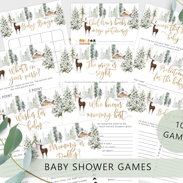 Winter Baby Shower Games Bundle. Baby it's cold outside Baby Shower Games. Woodland baby shower games. Instant Download #w3