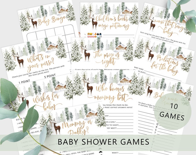 Winter Baby Shower Games Bundle. Baby it's cold outside Baby Shower Games. Woodland baby shower games. Instant Download #w3