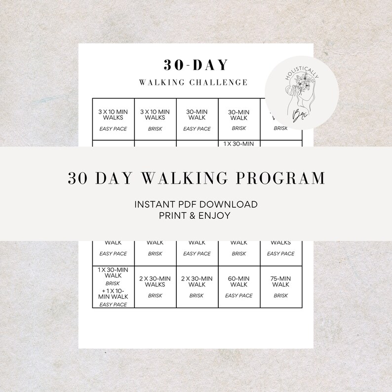 PRINTABLE Walking Program 30 Day Program Weight Loss Guide Digital PDF ...