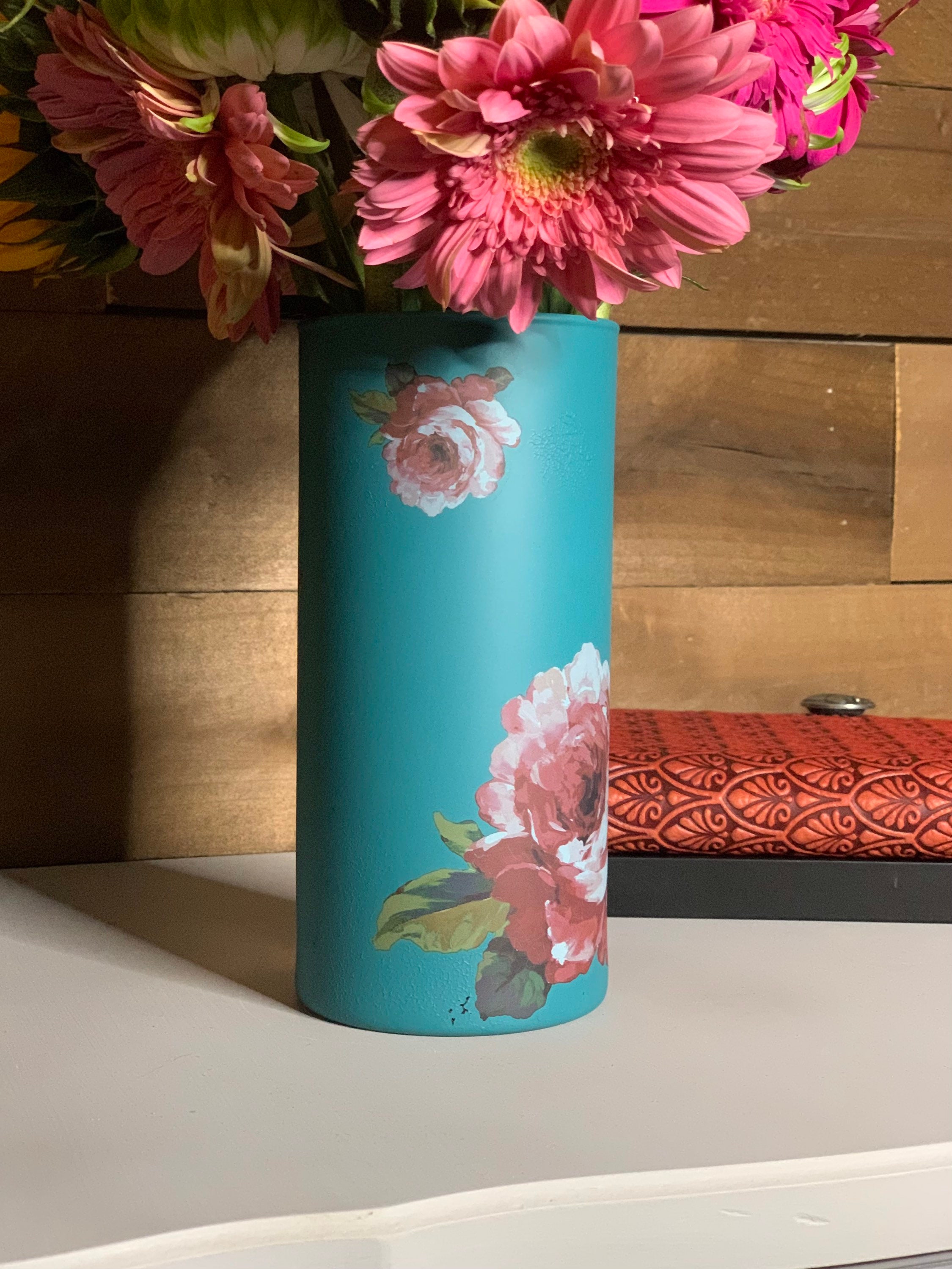 Hand Decorated Decoupage Vase Etsy
