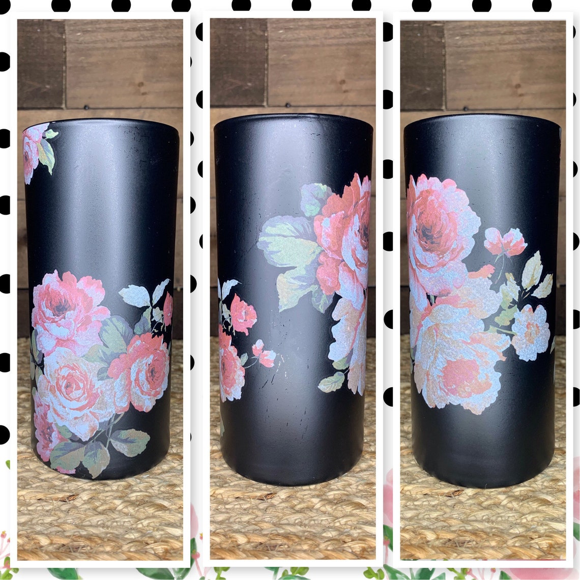 Hand Decorated Decoupage Vase Etsy