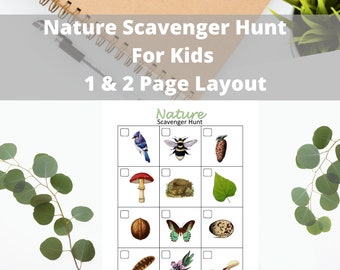 Nature Scavenger Hunt For Kids Printable PDF, Outdoor Game for Children, Camping Game For Kids Digital Download, Woodland Trail Hiking Game