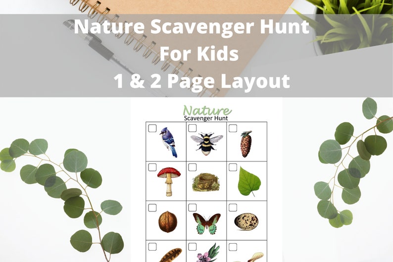 Nature Scavenger Hunt For Kids Printable PDF, Outdoor Game for Children, Camping Game For Kids Digital Download, Woodland Trail Hiking Game image 1