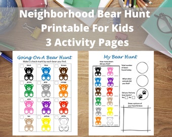 Neighborhood Teddy Bear Hunt Printable, Going On A Bear Hunt Printable For Kids, Bear Game For Children, Scavenger Hunt PDF