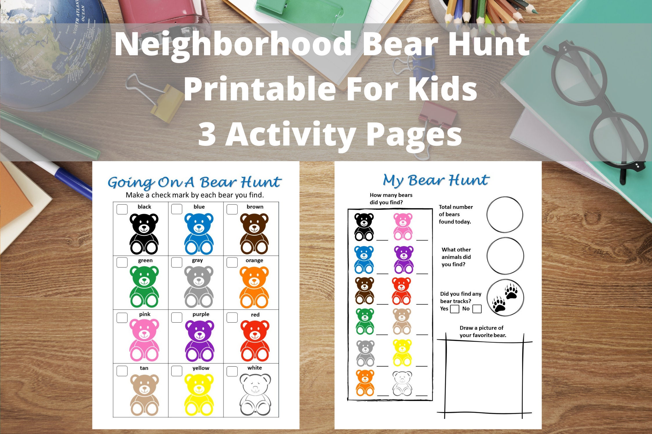 Neighborhood Teddy Bear Hunt Printable, Going On A Bear Hunt Printable For Kids, Bear Game For Children, Scavenger Hunt PDF
