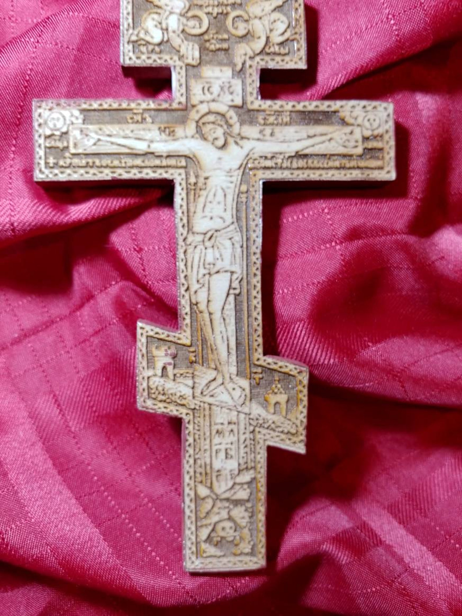 Orthodox three bar Cross engraved. Etsy