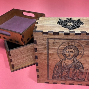 Deluxe Orthodox Mahogany keepsake wood box